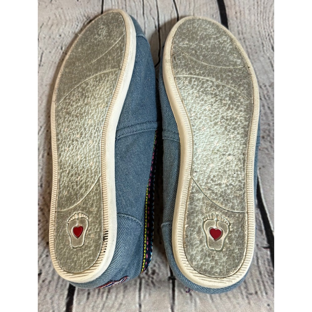 Skechers BOBS‎ Womens Blue Denim Slip On Alpargata Flats Memory Foam Size 8 - Picture 4 of 6